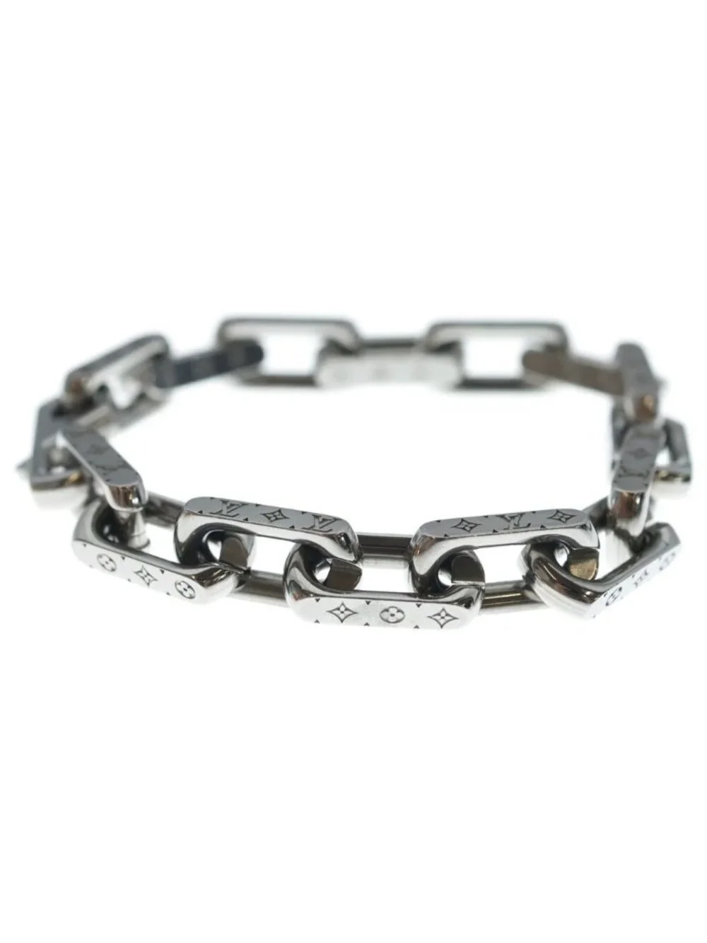 Louis Vuitton Bracelet Monogram Chain Metal Silver